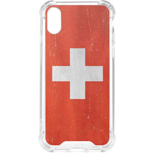 Switzerland Flag Distressed iPhone XS Clear Case